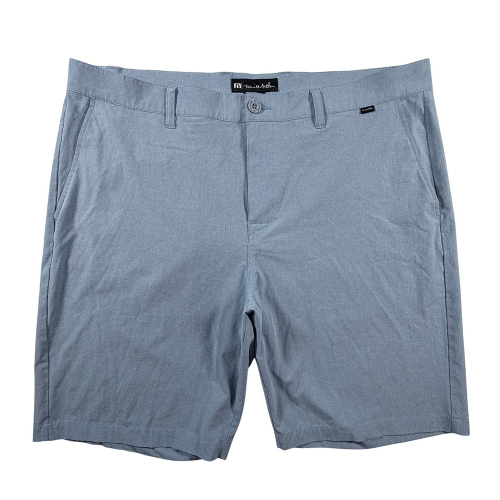 Travis Mathew Mens Size 40 Light Blue Heathered Stretch Golf Shorts RN 123280